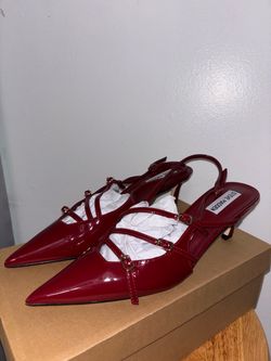 Steve Madden Red Patent Kitten Heel Slingbacks