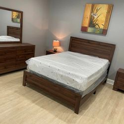 🥰 Brand New Brown Solid Wooden Queen Size Bedroom Set ● Pay After Delivery 🚚 