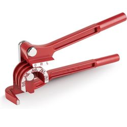 3 In 1 Tubing Bender, 0-180 Degrees Tube Bender Manual Pipe Bender Tool for 1/4 5/16 3/8 Inch Copper Aluminum Brass and Thin Steel Pipes(Red)