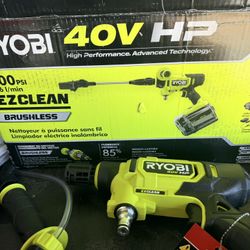 Like new RYOBI 40V HP Brushless EZClean 600 PSI 0.7 GPM Cordless Battery Cold Water Power Cleaner with 2.0 Ah Battery and Charger