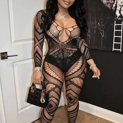 Women's Sexy Bodystocking Lingerie Long Sleeves Fishnet Stockings