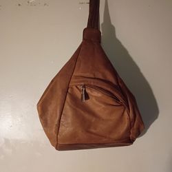 Brown Leather Sling Backpack