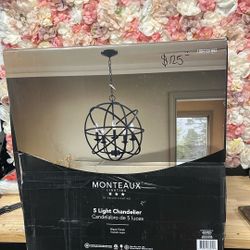 Home Decorators Collection Sarolta Sands 5-Light Black Chandelier Light Fixture with Caged Globe Metal Shade