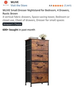 WLIVE 4-Drawer Rustic Brown Dresser Tower