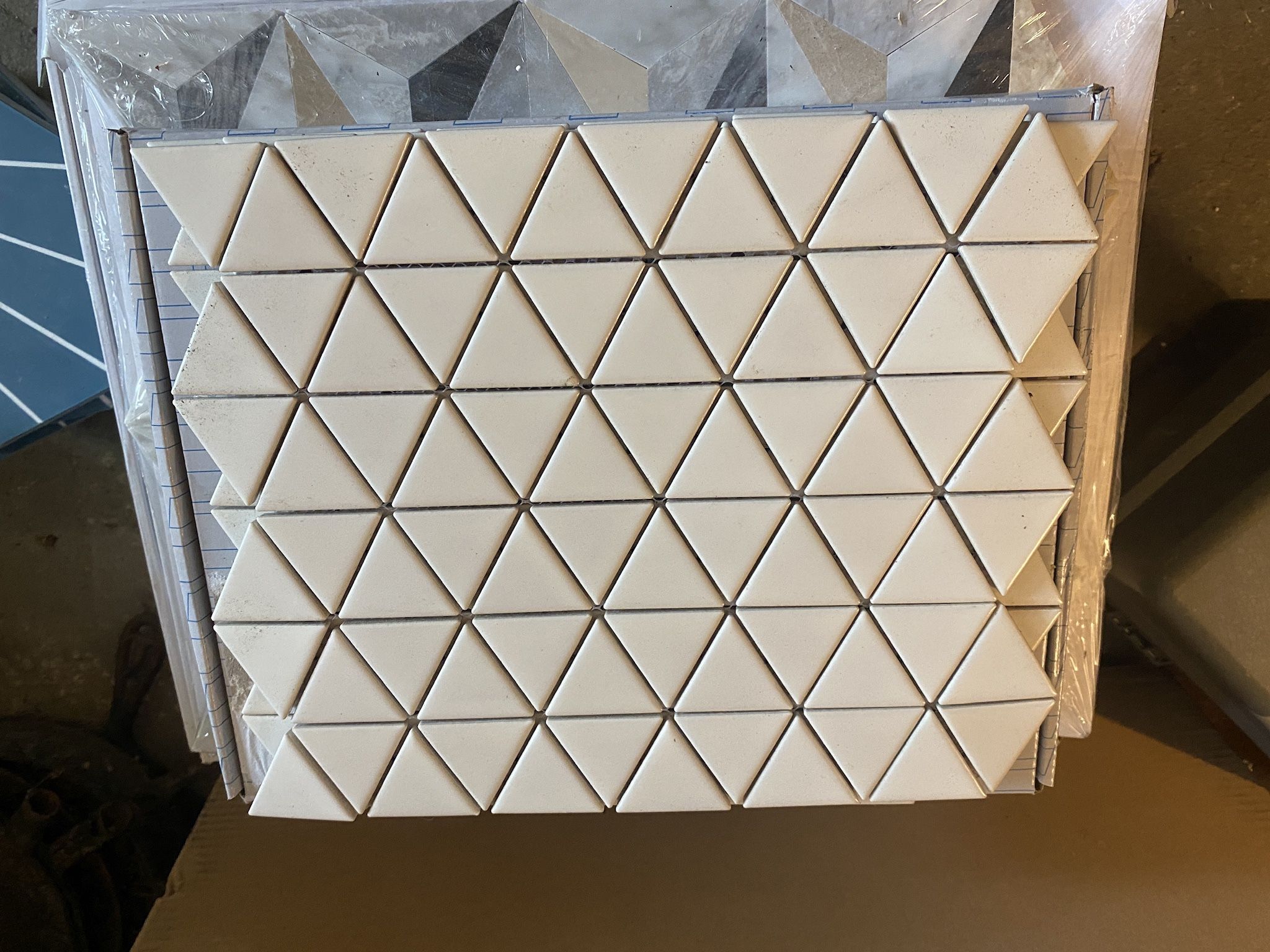 White Triangle Tile Mosaic Sheets