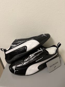Balenciaga x Puma Speedcat Leather Black White Slip On Sneaker SZ 10.5 GRAIL DS