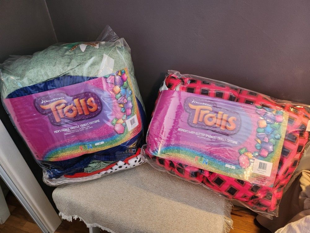 Adult Trolls Glitter Sparkles And Prince Gristle Deluxe Costumes
