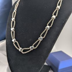 N5✨ Sterling Silver Heart Link Station Necklace 58g✨