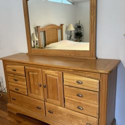 Dresser with Mirror 64’ wide x 36’ high; White Plains