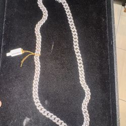 Sliver Miami Cuban chain covered with Cz