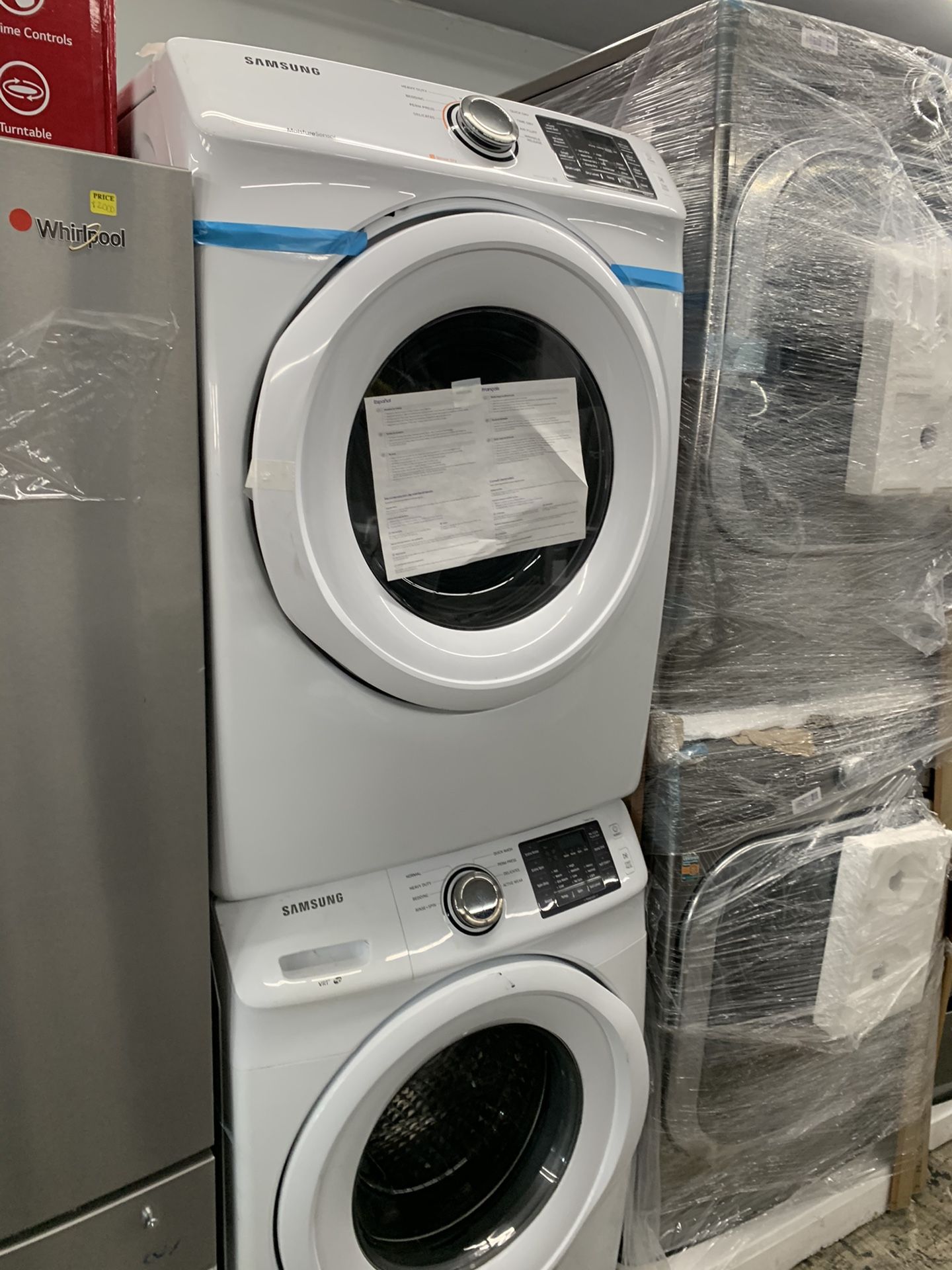 Samsung washer & dryer set in white front load open box