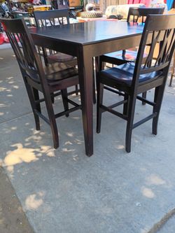 Dark Wood countertop Table Set with 4 Chairs
