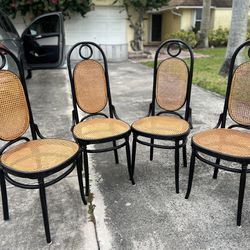 Set Of 4 Made In Italy Cane Chairs 