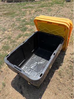 ​4 Used Heavy Duty Storage Totes with Lids