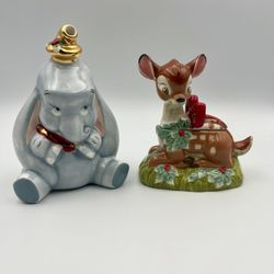 Vintage Disney Dumbo and Bambi sugar and creamer Christmas table set dishes