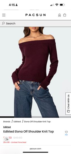 Edikted Elona Off Shoulder Knit Top
