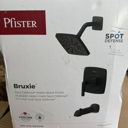 Pfister Bruxie 1-Handle 1-Spray Tub and Shower Faucet 1.8 GPM in Spot Defense Matte Black (Valve Included)