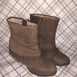 Naughty Monkey Fringe Leather Boots Size 6.5