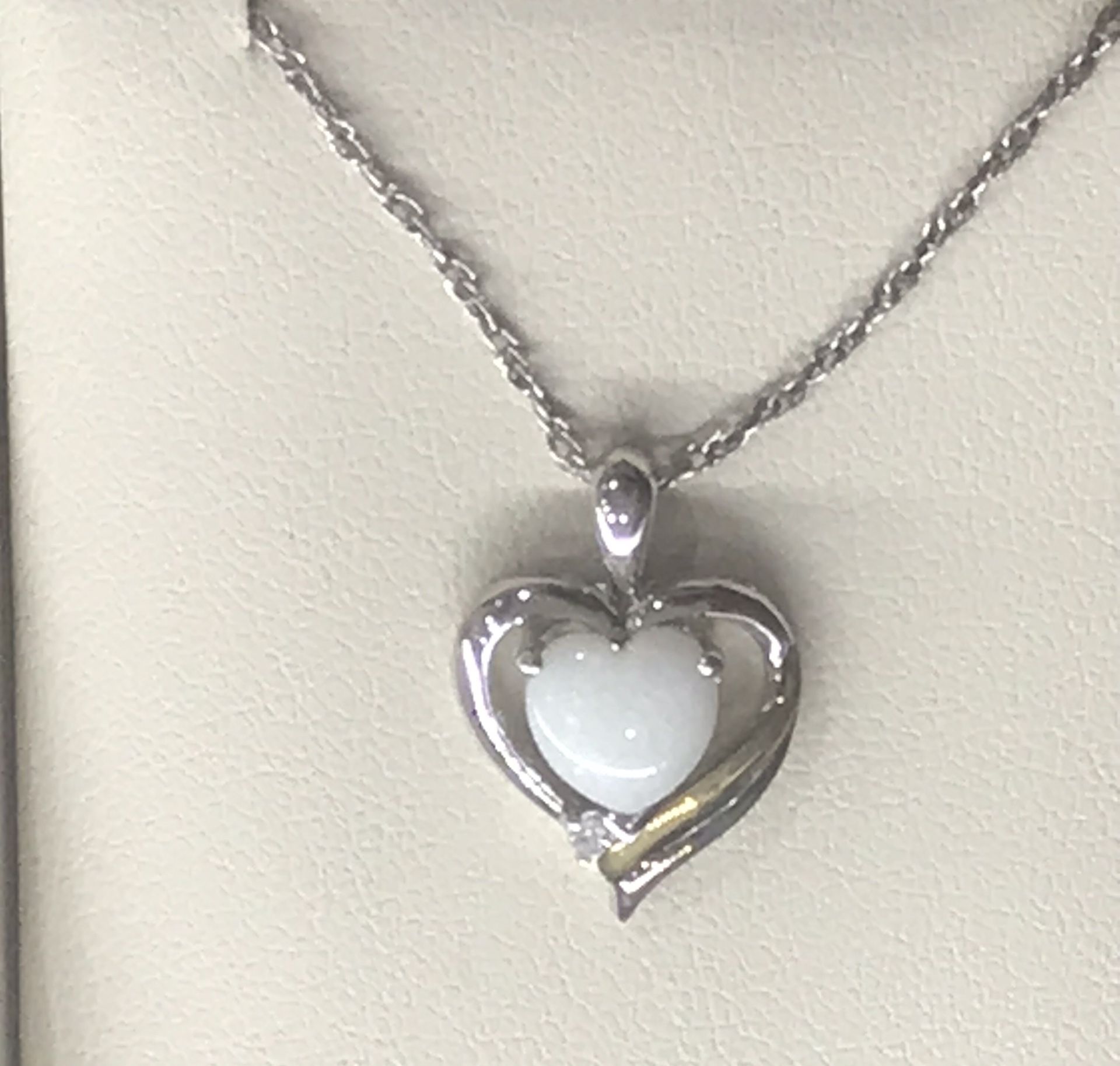 Opal and diamond heart pendant