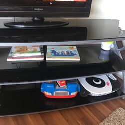 TV Stand (Black Tempered Glass)