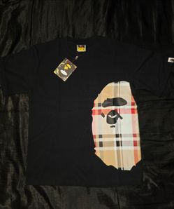 BAPE x Burberry Check Side Big Ape Head T-Shirt, Black, Size S, M, L & XL
