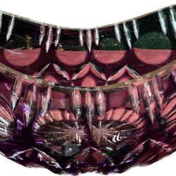Vintage Amethyst Cut Crystal Dish