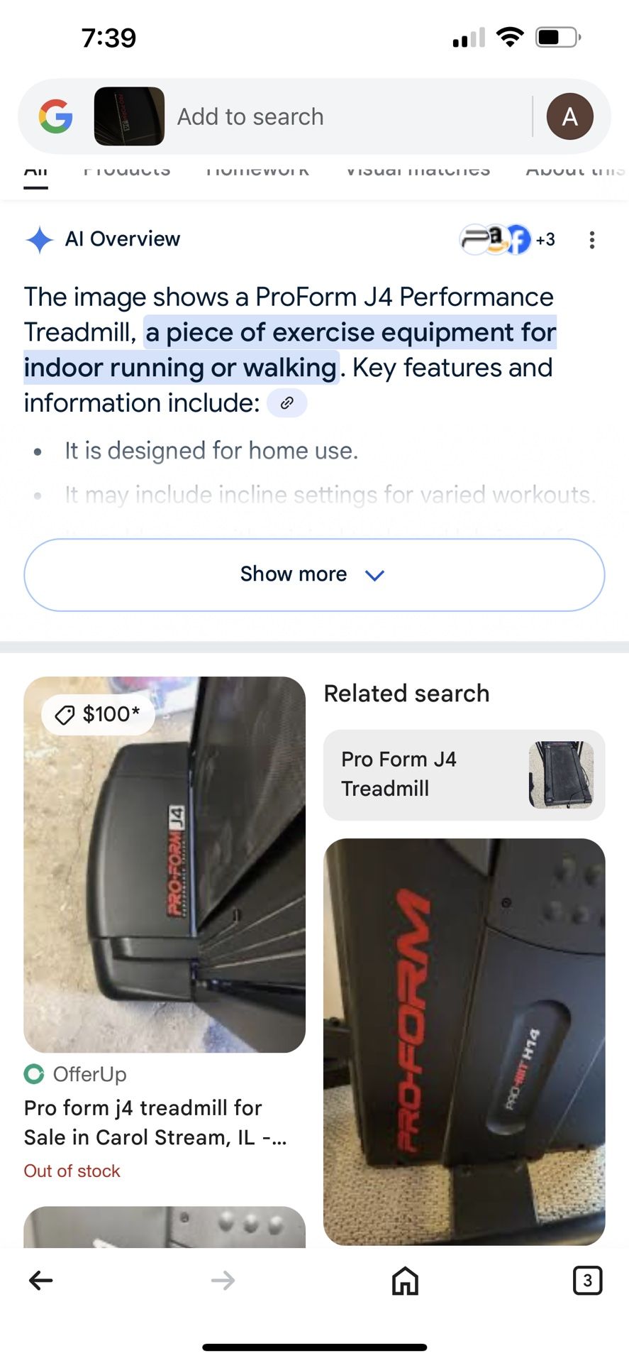 Pro Form J4 Tread Mill