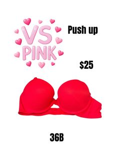 VS Pink Push-Up Bra 36B Red❤️❤️