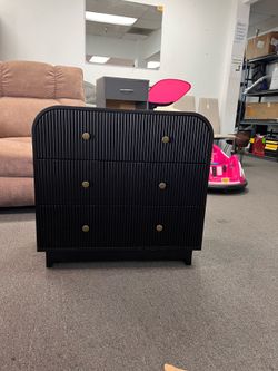 New Modern 3 Drawer Wood Fluted Storage End Table with Charging Station