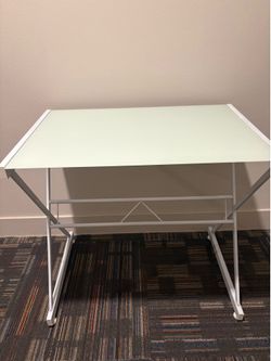 White metal and Frosted Glass Desk