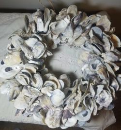 Oyster Shell Wreath or Centerpiece Real Shells Hand Crafted Beach Nautical Style
