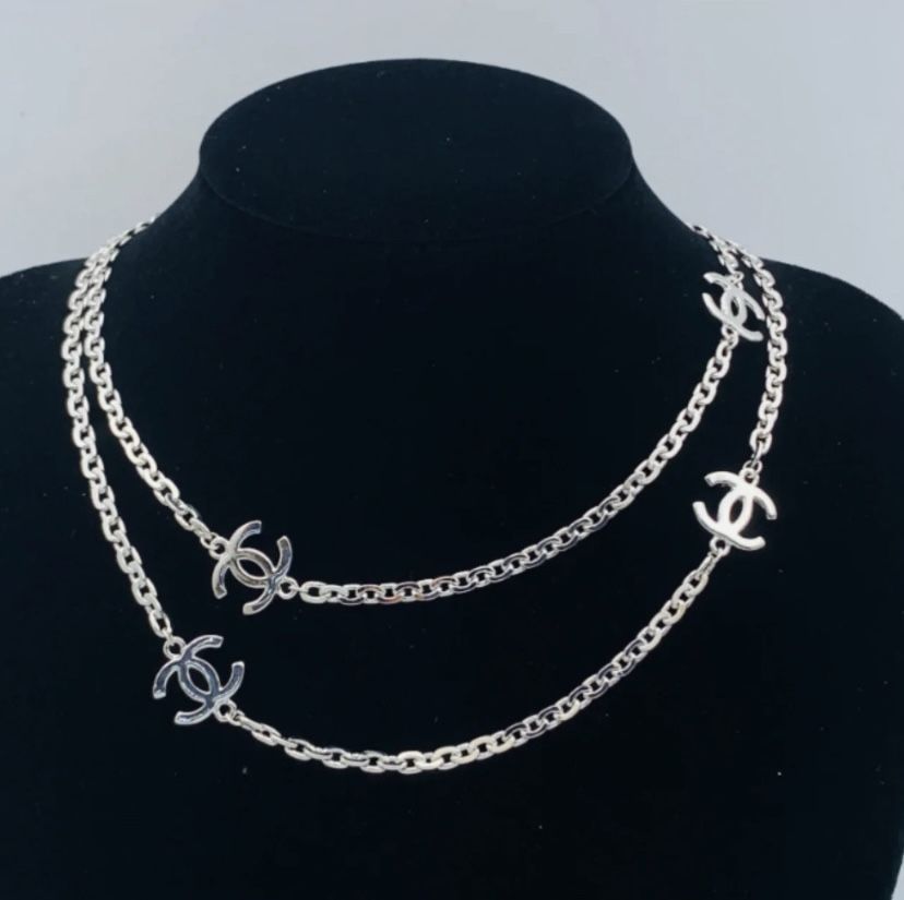 Chanel Silver Logo Necklace ONLY $50!!