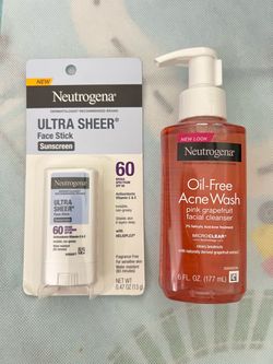 New unopened Neutrogena Sunscreen Stick & Acne Wash Bundle