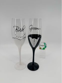 Bride and groom flutes champagne flutes marriage