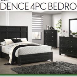 4- Pc Bedroom set Dresser,Mirror  Nightstand (1) Queen size bed frame  Not including Mattress and Box Sp