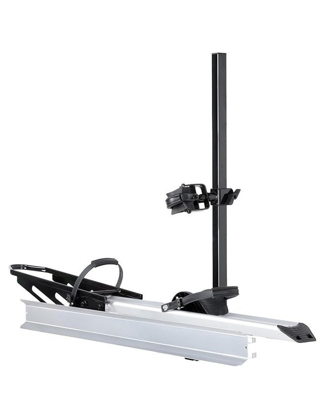 Foldable 1-Bike Hitch E-bike Rack with Ramp, Folding Single Electric Bike Carrier, 100 LBS Capacity, Fits 2'' Receiver