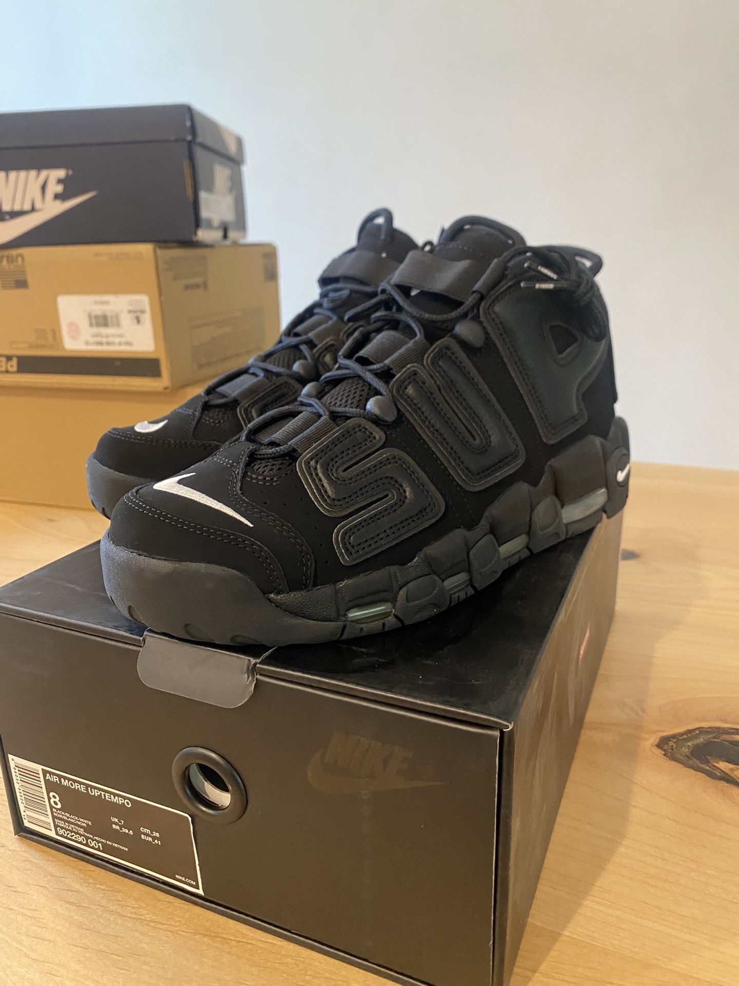 Nike Supreme Air Uptempo Black sz. 8 Brand New Deadstock