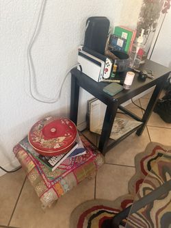 Side Table, Lamp, Plant Holder, Painting 