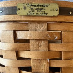 Longaberger Corn Basket 1991 J.W Edition