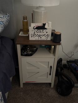 Farmhouse Style Nightstand with Cabinet x2