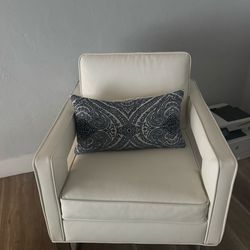 Modern Cream Accent Chair (Faux Leather)