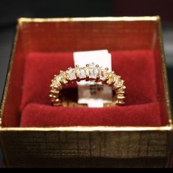 Yellow Gold Plated Solitaire Sterling Silver Ring Band