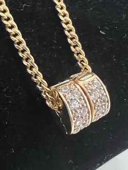 14KT Y/G Pandora ALE Rolling Barrel 24 1/4” Cuban Link Necklace 18.1 Grams