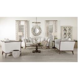 Looking For A Vintage Elegant And Comfortable Living Room Set! Here She Is!!! Beige Linen Like Fabric Sofa Loveseat Chair Firm Price $1,840