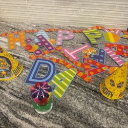 Birthday Party Supplies: Cake  Decoration, Balloons, spinning candle, Happy Birthday Banner,