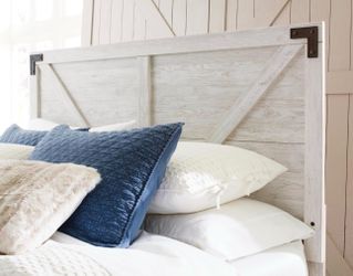 New Signature Design By Ashley Shawburn Modern Farmhouse Headboard, Queen, Whitewash