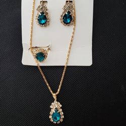 Jewelry Set Green Stone 