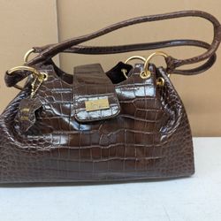 Isabella Adams Croc Brown Leather Purse