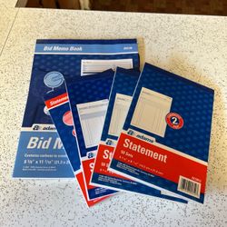Adams Contractor Book Bundle Lot/4 DC5812 Statement Books & (1) D8120 Bid Memo