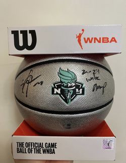 Sabrina Ionescu NY Liberty Signed 2024 WNBA Champ with Inscription Wilson Basketball
